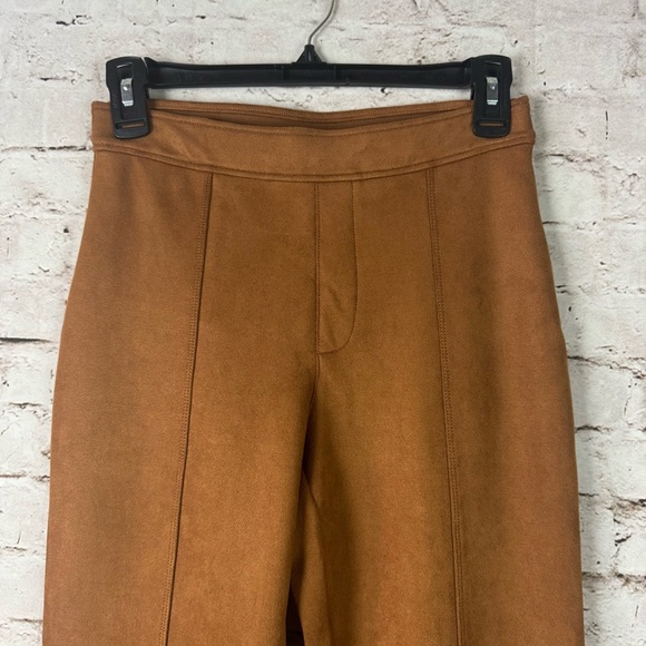 Spanx Women's Small Faux Suede Flare Pants Rich Caramel Festival Concert Stretch - Picture 5 of 13